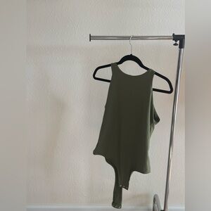 Olive green button one-piece